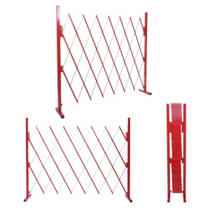 MCW Absperrgitter B34, rot-weiß, ausziehbar von 28-200cm, als Gartenzaun oder Schutzgitter.
