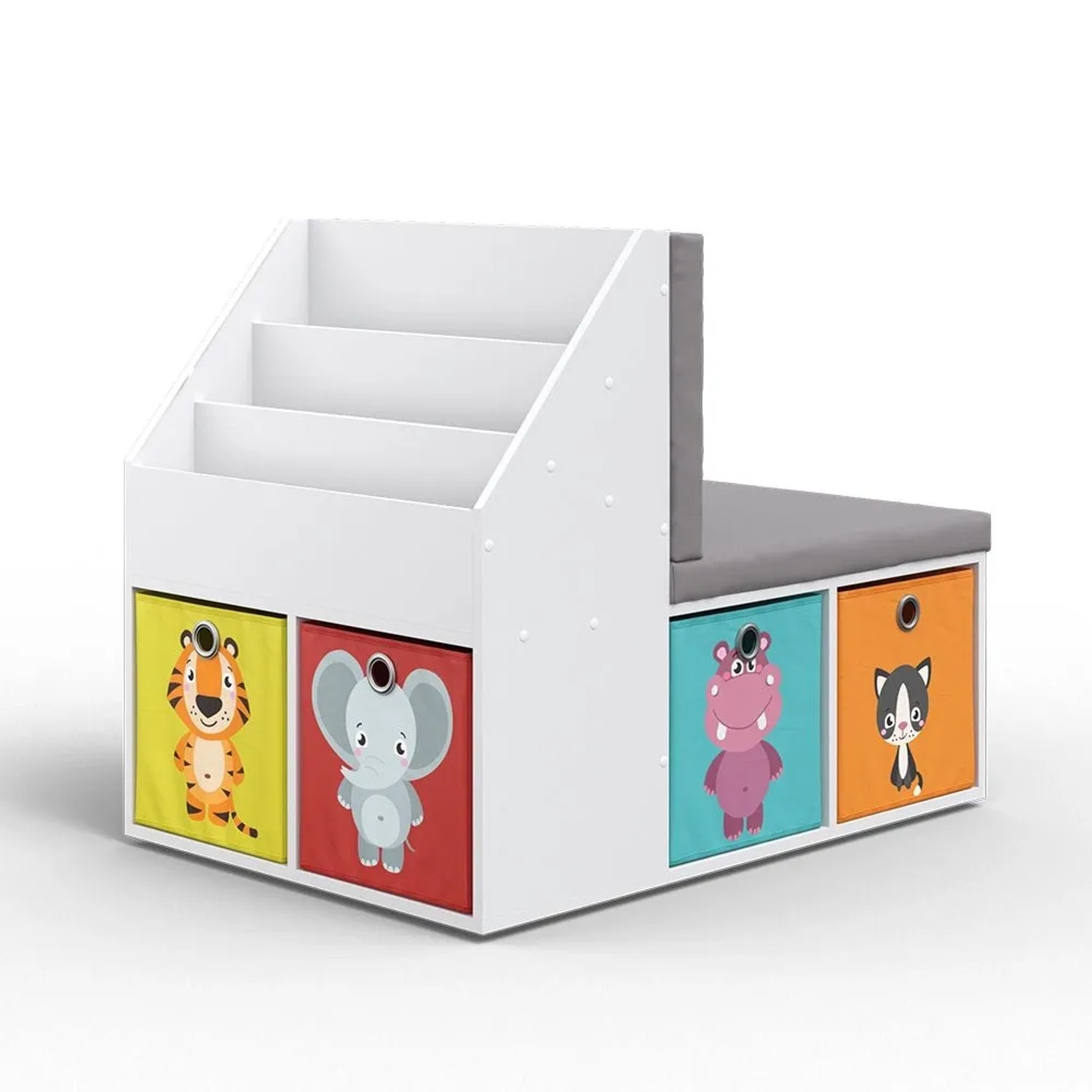 Vicco Kinderregal Onix Weiß 97 x 78 mit 6 Faltboxen Bunt Art Nr 32871