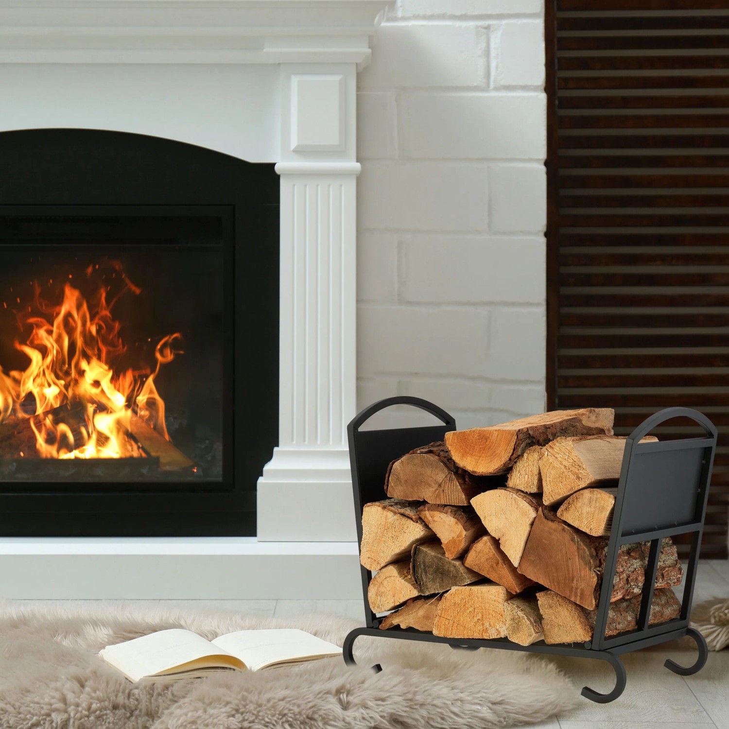 Relaxdays Kaminholzkorb Stahl Schwarz Klappbar 44 cm x 52 cm x 31 cm 3,8 kg_2
