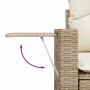 Detailaufnahme: Beige Poly Rattan Gartenmöbel-Set mit ausklappbarem Tisch.