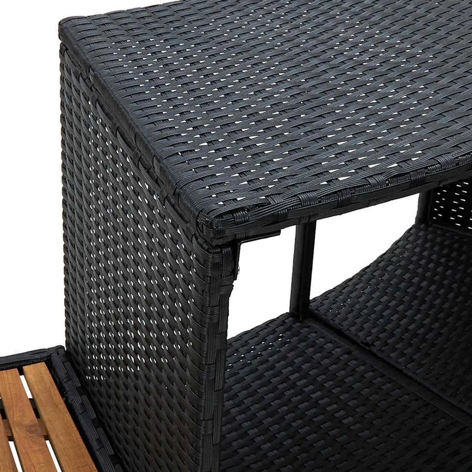 vidaXL Whirlpool-Umrandung Schwarz Poly Rattan & Massivholz Akazie 310092_9