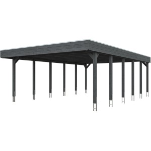 Moderner Carport Friesland in Schiefergrau mit Aluminiumdach, stabile Holzkonstruktion.