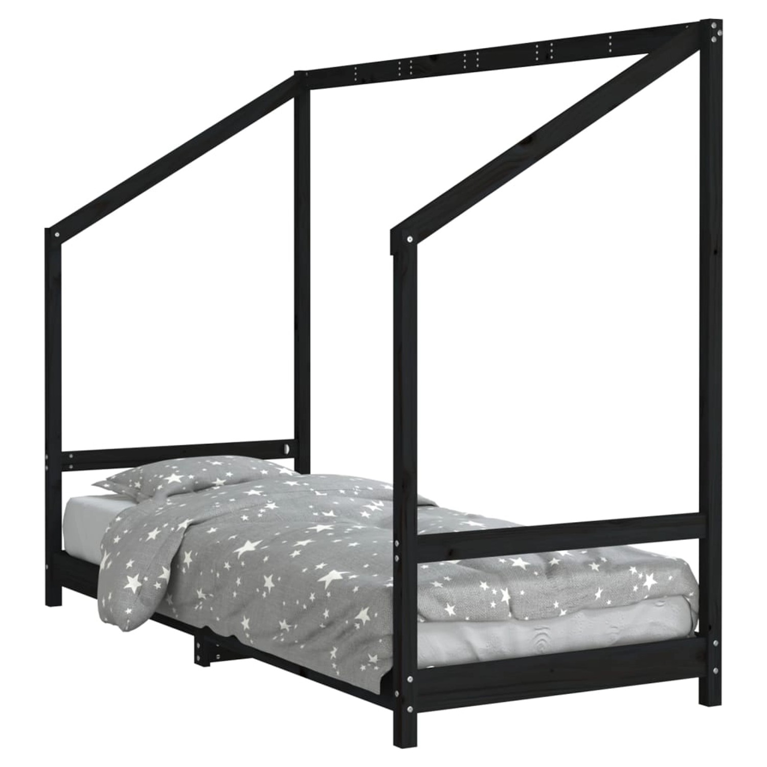 vidaXL Kinderbett Schwarz 80x200 cm Massivholz Kiefer 835702 günstig online kaufen