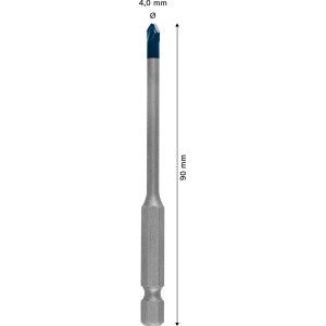 Bosch Expert Hard Keramikbohrer Hex-9, Ø 4 mm, für Fliesen. Hartmetallbohrer mit Sechskantschaft.