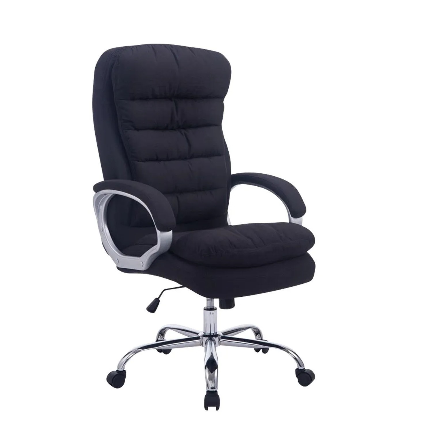 DELUKE Bürostuhl SOUK Stoff 116x68x77 Schwarz Stoff Metall In Chromoptik Gestell Ergonomische Bürostühle Homeoffice Stuhl