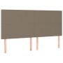 Boxspringbett vidaXL, taupe, 200x200 cm, Stoff. Bett mit Kopfteil, Matratze und Bank.