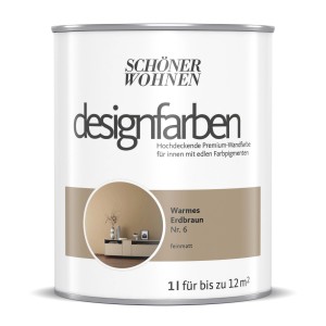 Schöner Wohnen Designfarbe Warmes Erdbraun, 1 Liter Dose, für bunte Wandfarben.