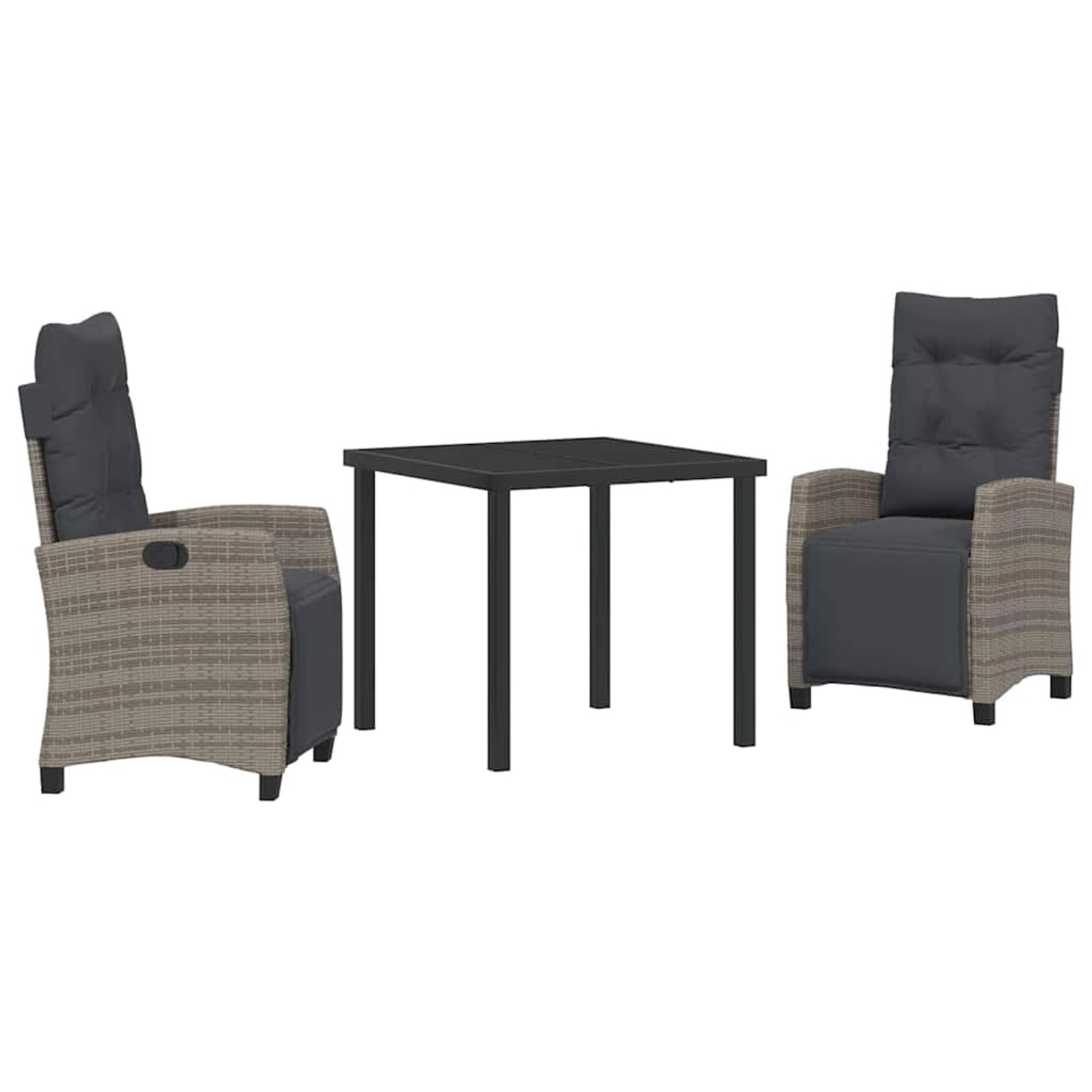 vidaXL Garten Essgruppe 3-Tlg Grau Poly Rattan 3380435 günstig online kaufen