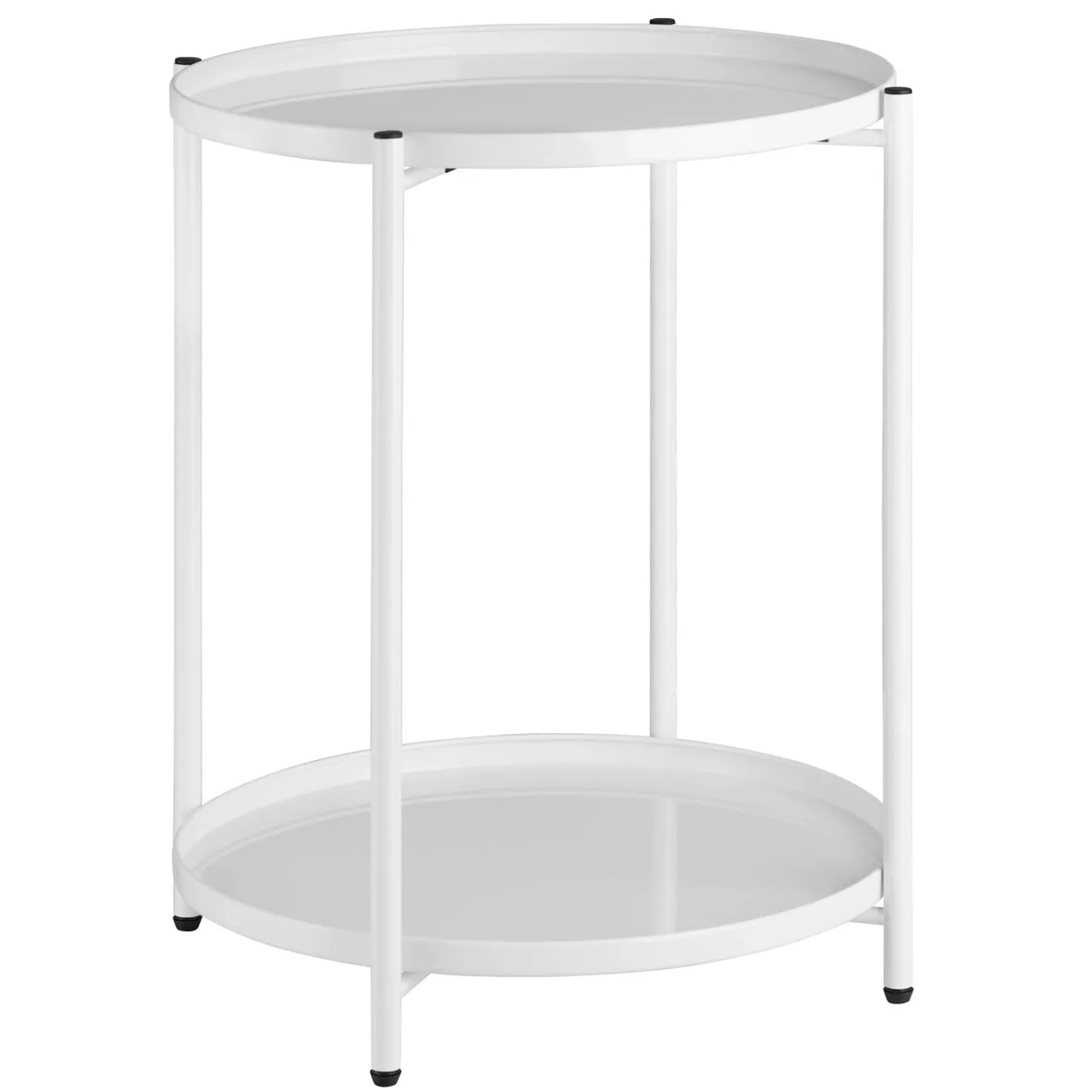 Tectake Beistelltisch Oxford Stahl Rund Mit Abnehmbaren Ablagen  45 50 x 45 50 x 53 cm Weiß
