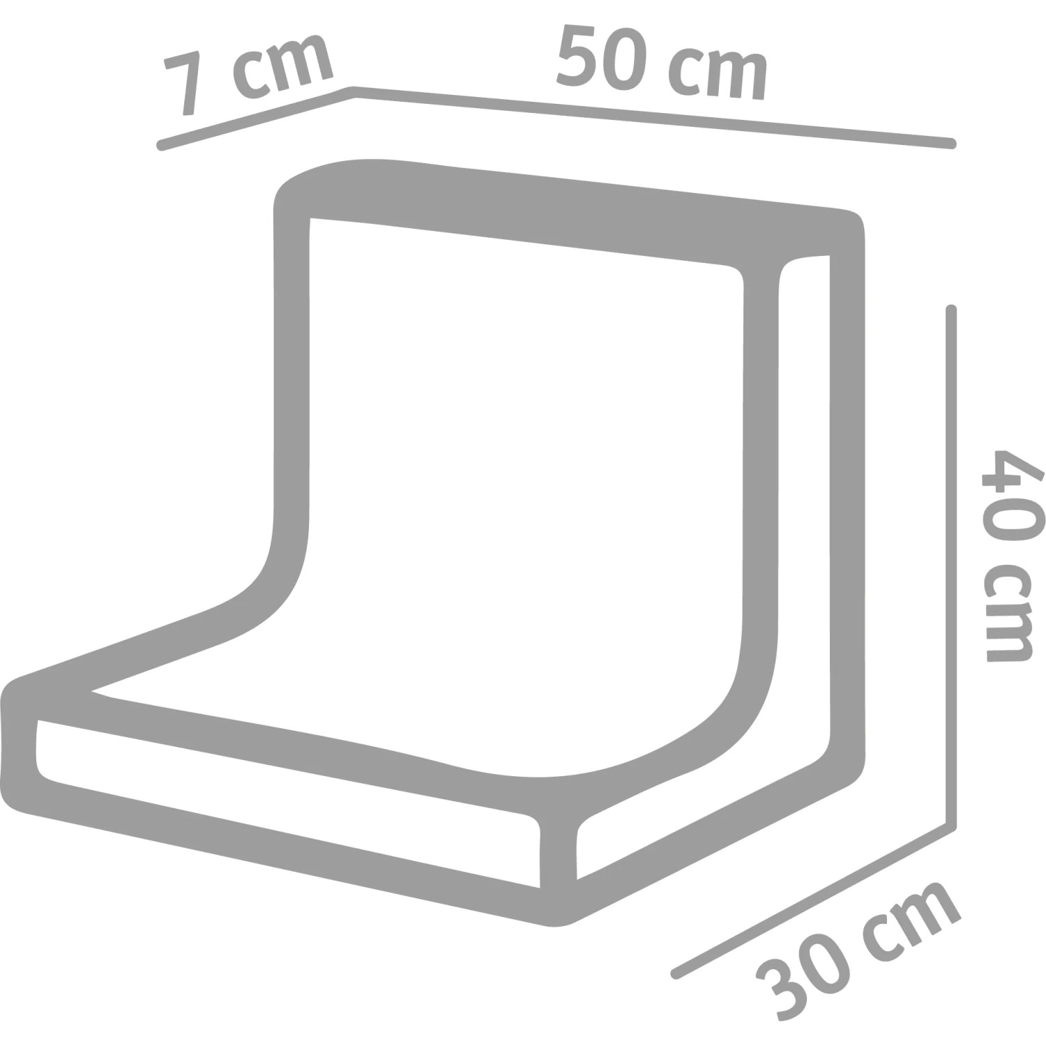 Grauer Diephaus L-Stein unbewehrt, 40x50x30x7 cm, zur Beet- und Böschungsbegrenzung.