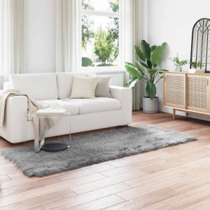 vidaXL Kunstschaffell Teppich Tafalla Grau 80 x 250 cm Polyester 42021524