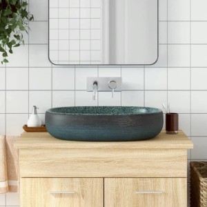 vidaXL Aufsatzwaschbecken Türkis Oval 59x40x14 cm Keramik 155101