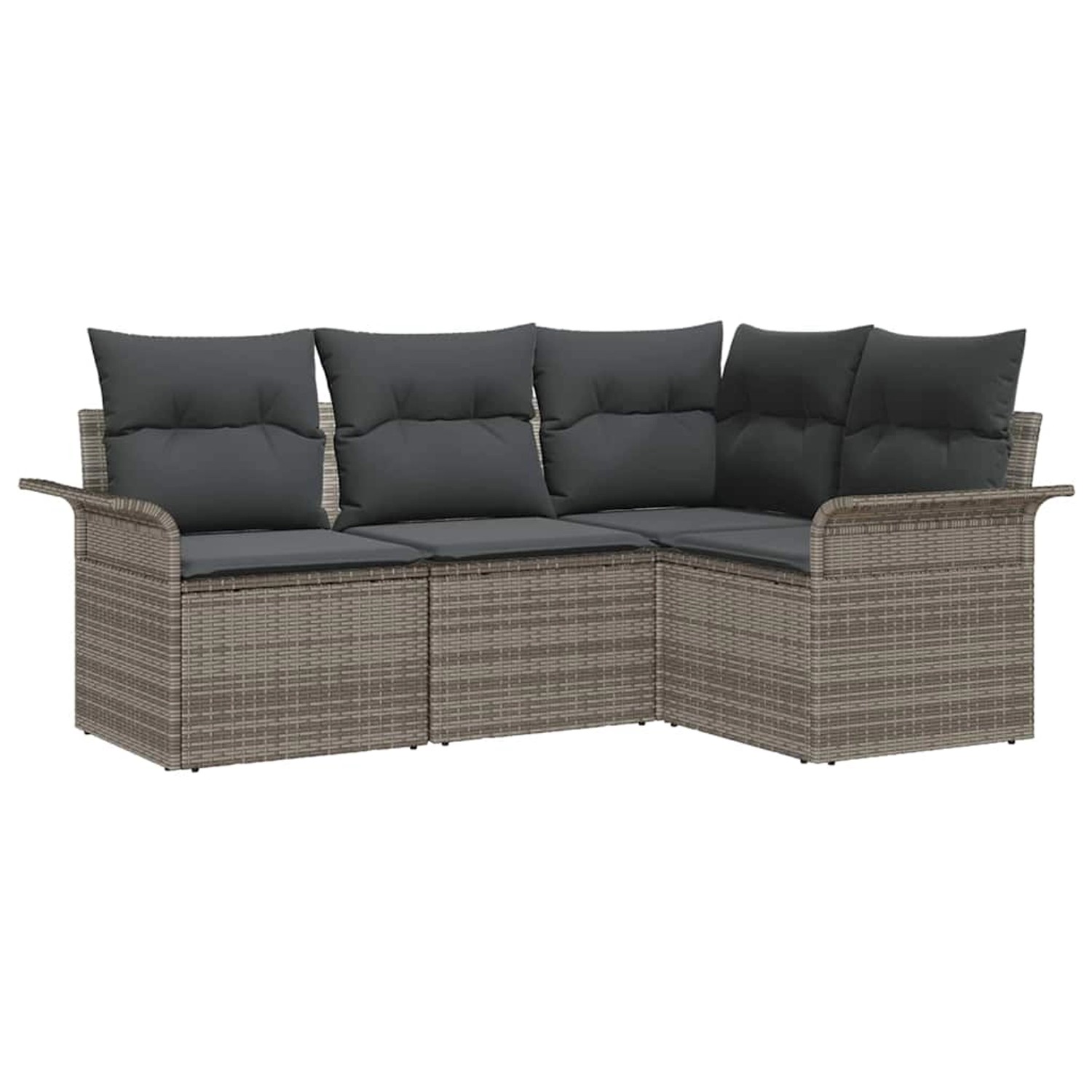 vidaXL Garten-Sofa-Set mit Kissen 4-Tlg Grau Poly Rattan 3345339 günstig online kaufen