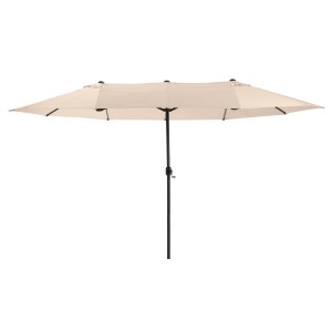 Leco Marktschirm, 460x270 cm, Beige, mit Kurbel. Sonnenschirm für Garten und Terrasse.