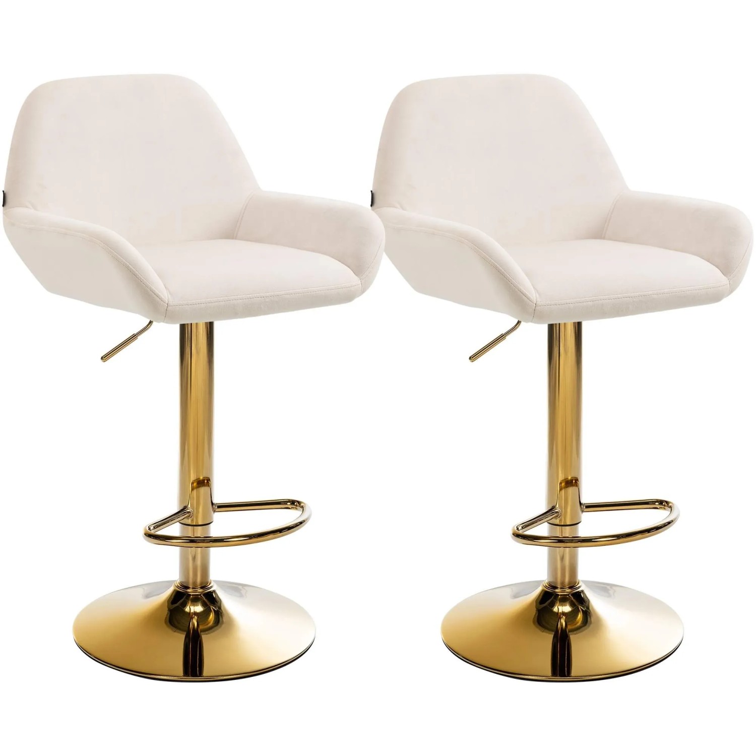 CLP 2er Set Barhocker Braga Gold Samt Creme