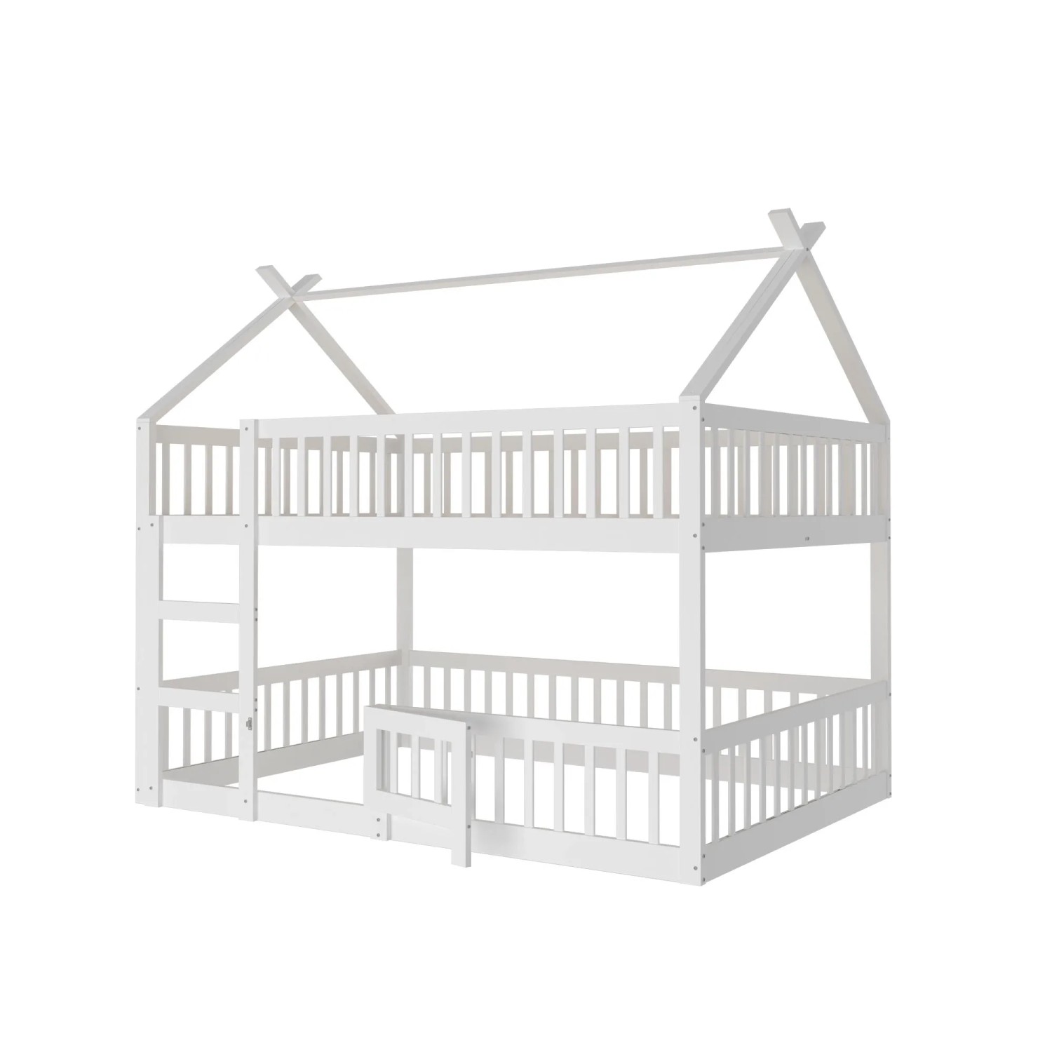 okwish Etagenbett 140x200cm mit Treppe Kinderzimmer Weiß ohne Matratze