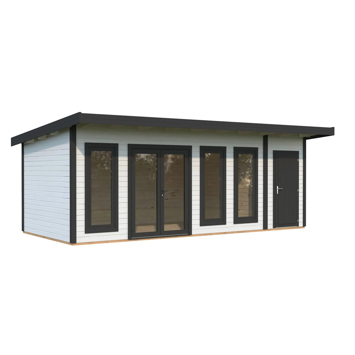 Palmako Holz-Gartenhaus Aurelia Pultdach Weiß Lackiert 670 cm x 300 cm 19,2 m²