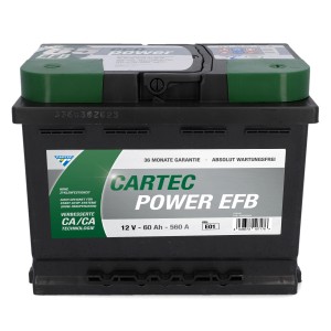 Cartec Power EFB Starterbatterie 65 AH/650 A für PKW, Autoelektrik.