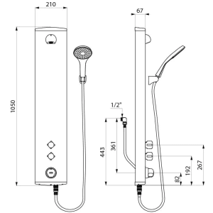 Delabie SECURITH Thermostat-Duschelement, Aluminiumgehäuse, Handbrause