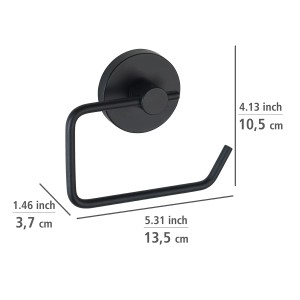 Schwarzer Wenko Toilettenpapierhalter Milazzo mit Vacuum-Loc Befestigung.