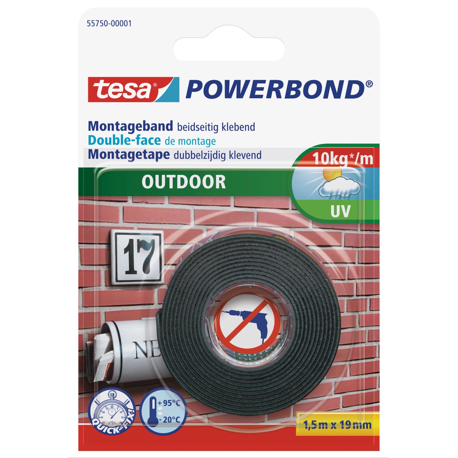 Tesa Powerbond Montageband Outdoor 1,5 m x 19 mm