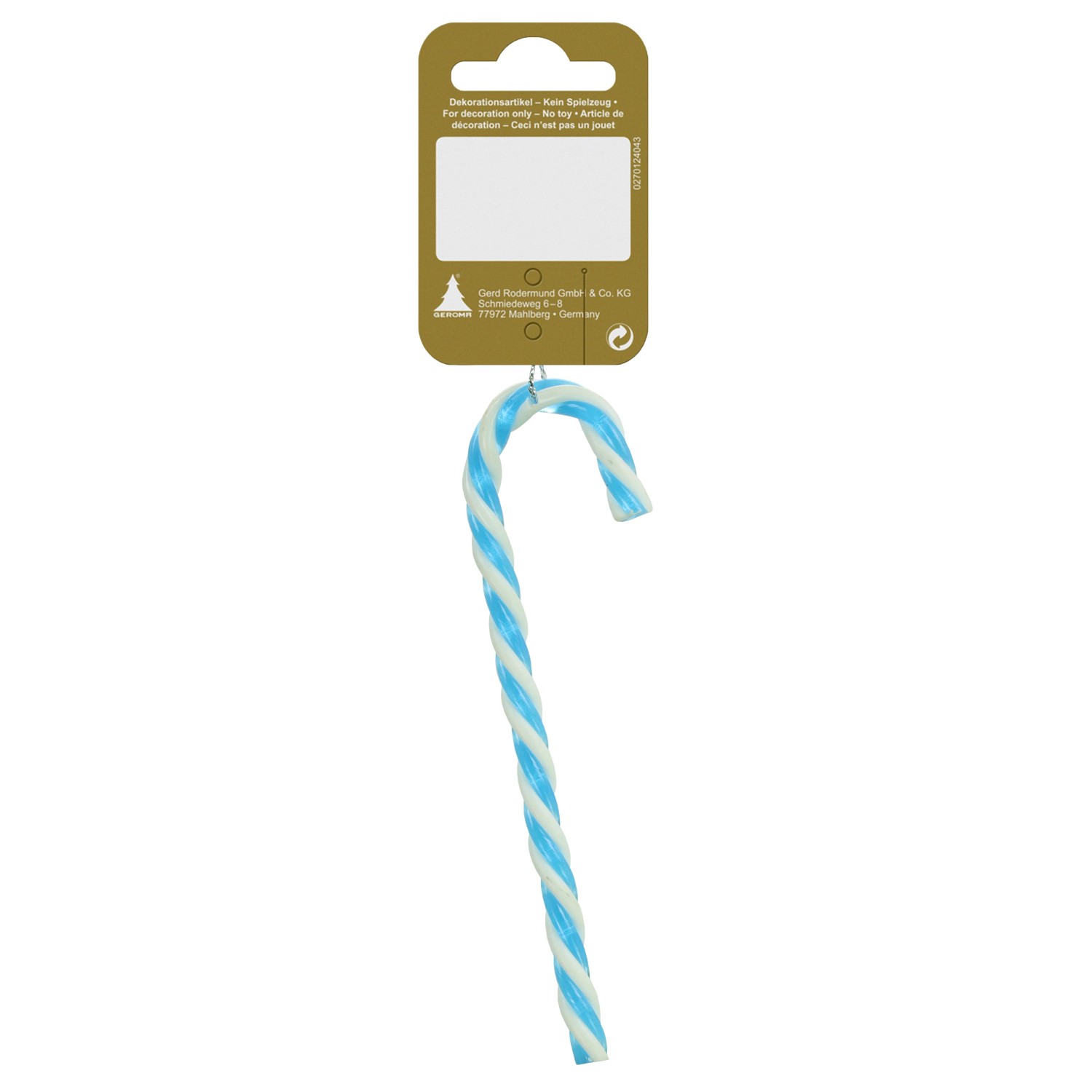 Zuckerstange zum Hängen Kunststoff 15 cm Hellblau-Weiß