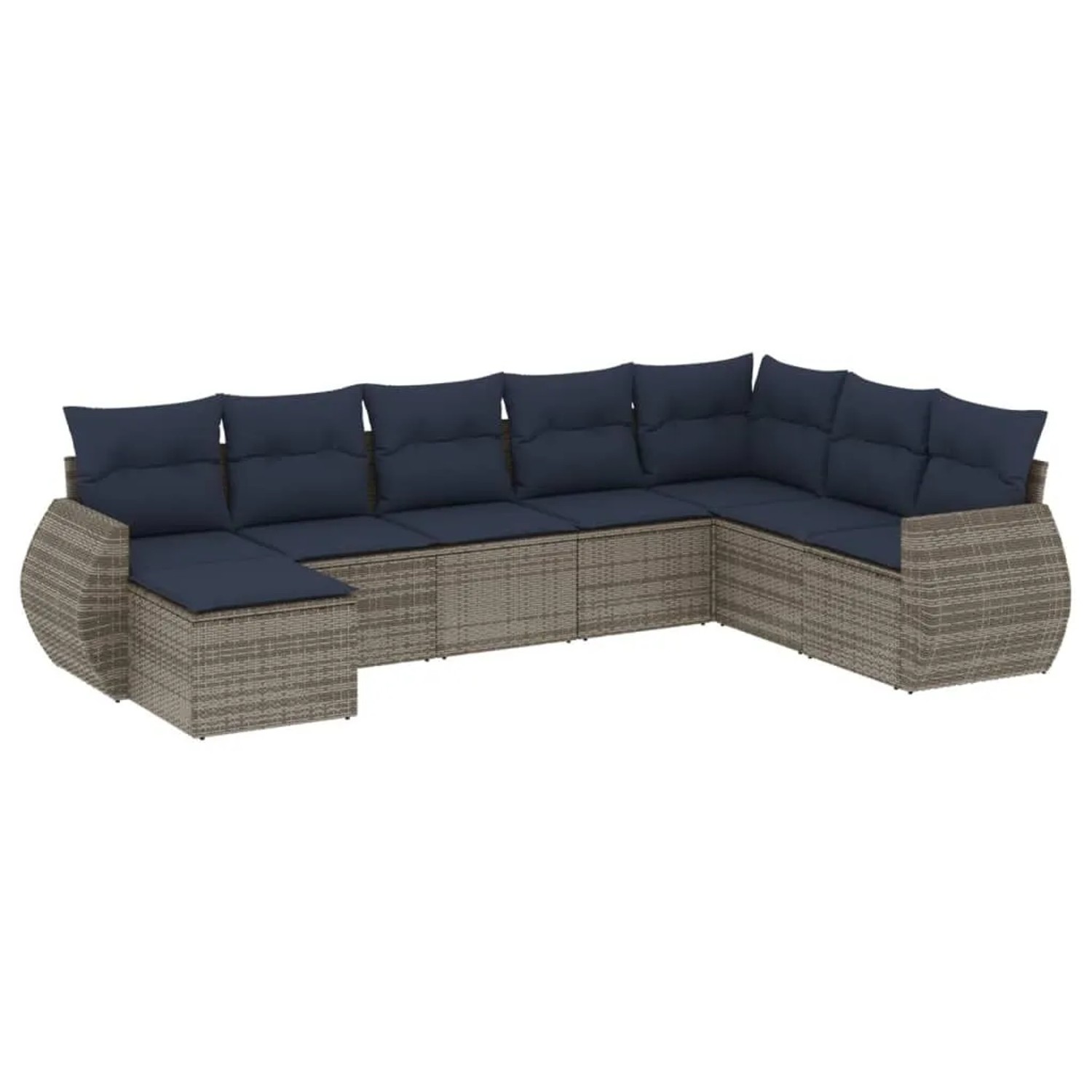 vidaXL 8-Tlg Gartensofa-Set mit Kissen Grau Polyrattan 3221760 günstig online kaufen
