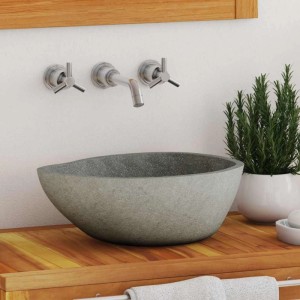 vidaXL Waschbecken Flussstein Oval 37-46 x 29-36 cm 146213