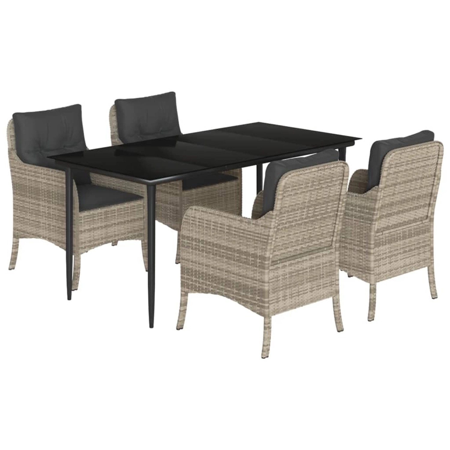 vidaXL 5-Tlg Garten-Essgruppe mit Kissen Hellgrau Poly Rattan 3211993 günstig online kaufen