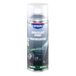 Presto Druckluftspray 400ml für Lackreparatur und Karosserie, zum Reinigen schwer zugänglicher Stellen.