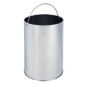 Silberner, zylindrischer Inneneimer aus Metall mit Henkel, 17 Liter, für Svita Standaschenbecher.