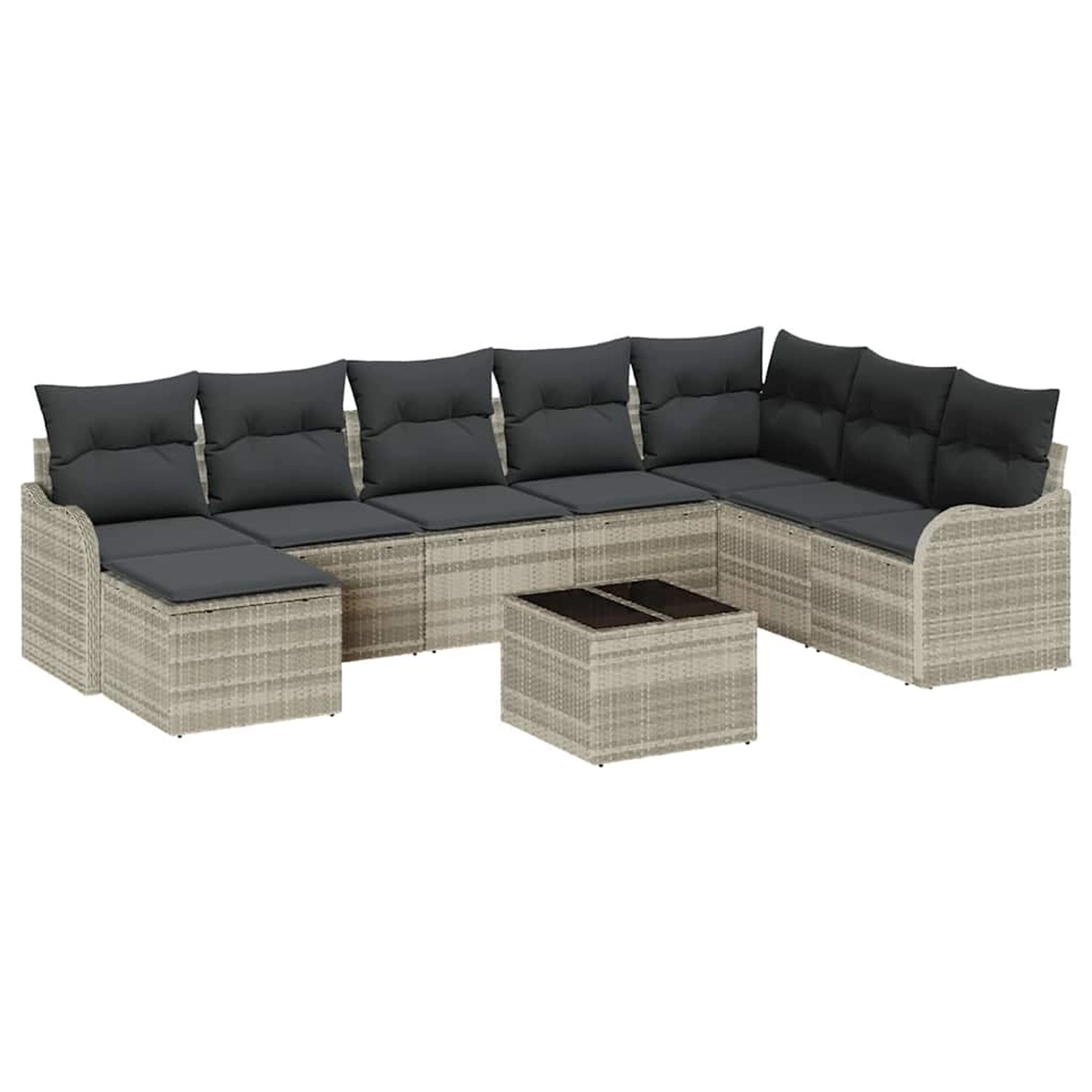 vidaXL Garten-Sofa-Set mit Kissen 9-Tlg Hellgrau Poly Rattan 3354501 günstig online kaufen