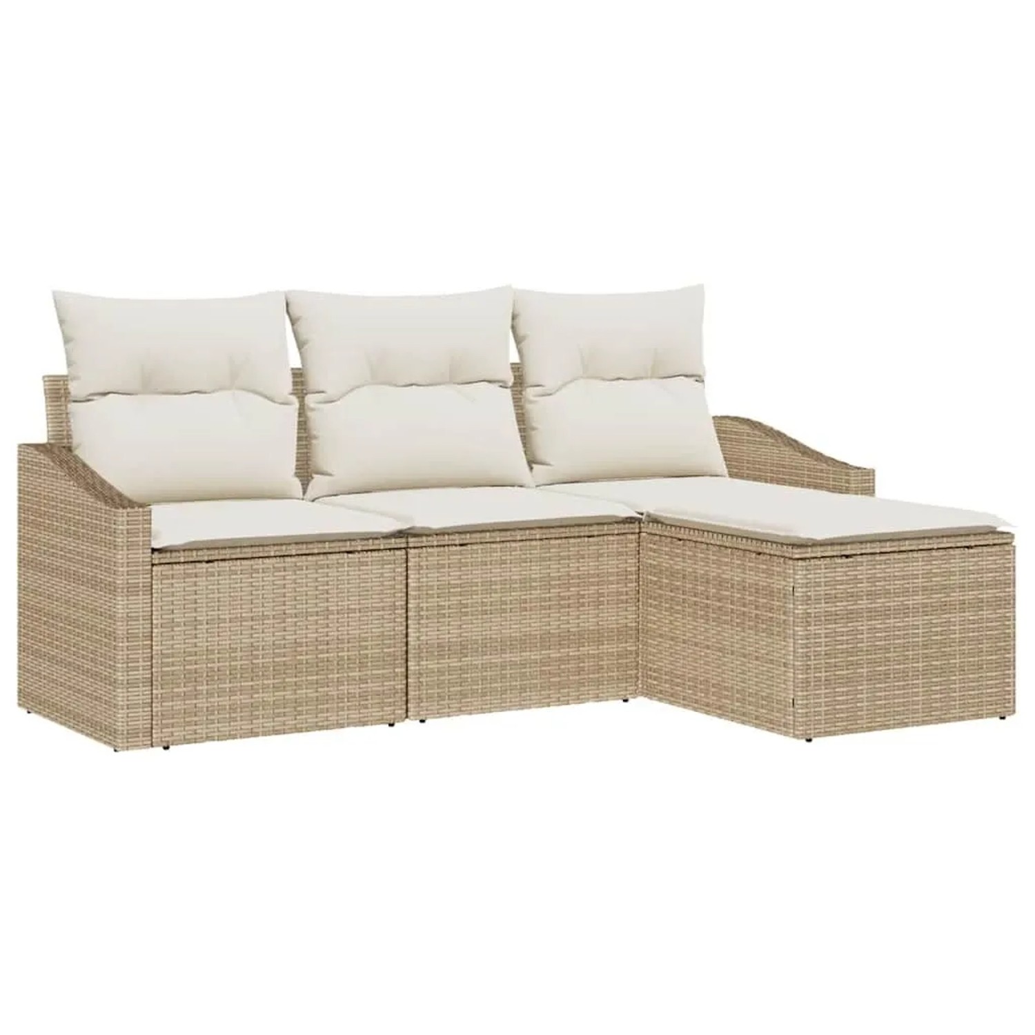 vidaXL Sofa Set mit Kissen 4-Tlg Beige und Creme Poly-Rattan 3355340 günstig online kaufen