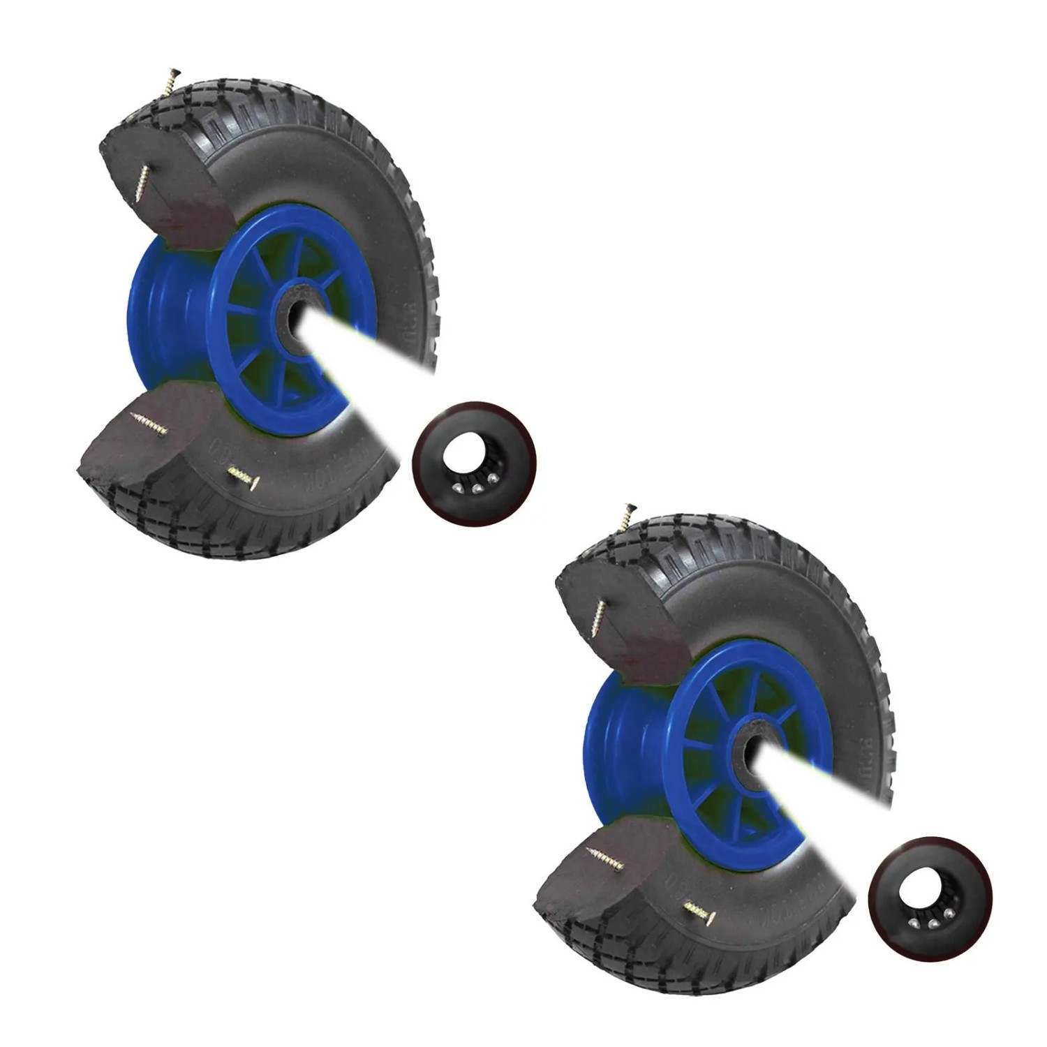 TRUTZHOLM 2x Sackkarrenrad PU Rad 260x85mm 3.00-4 75mm Zentrierte Nabe Durchmesser 20 mm Blau