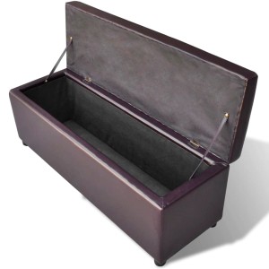 Offene, braune vidaXL Aufbewahrungsbank aus Holz mit Stauraum unter dem hochgeklappten Sitz.