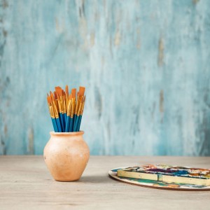 Relaxdays Pinsel Set Birkenholz Aluminium Nylon Blau Gold Orange 30-teilig 16,5 cm bis 18,5 cm 80 g