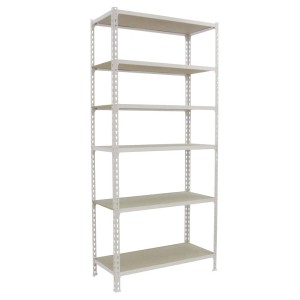 Weißes PROREGAL Schwerlastregal Giant Muli mit 6 Fachböden (250x90x30cm), Fachlast 150kg.