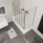 AICA 5-teilige Duschtrennwand als Faltwand auf Badewanne, Chrom-Optik.