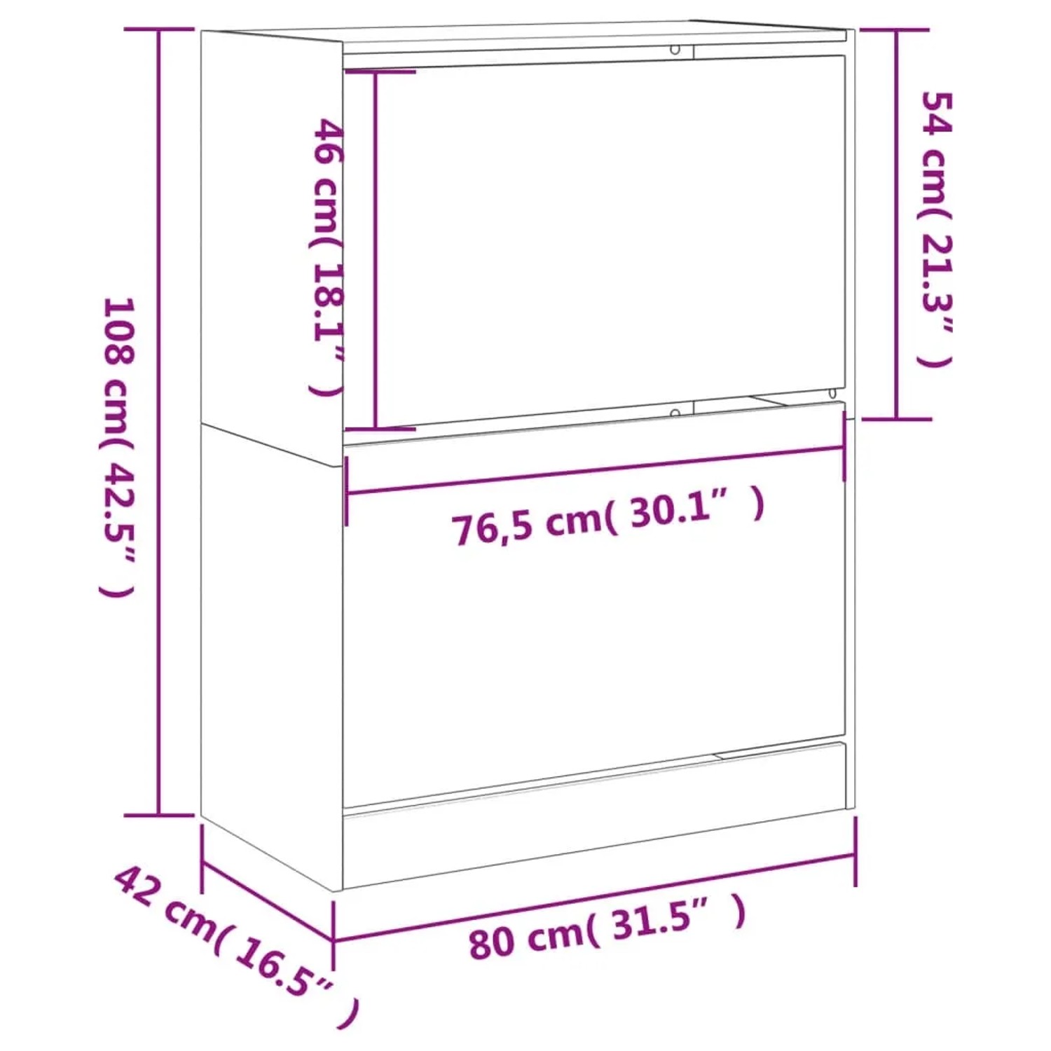 vidaXL Schuhschrank mit 2 Klappen Grau Sonoma 80x42x108 cm 3214404_10