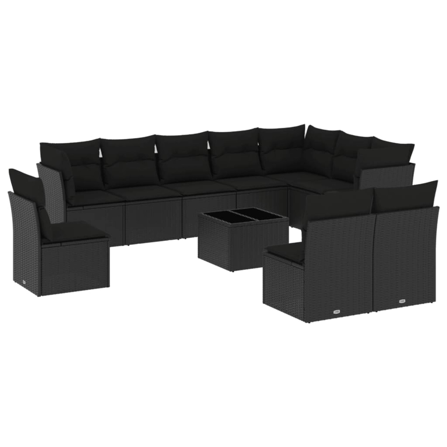 vidaXL 11-tlg Garten-Sofagarnitur mit Kissen Schwarz Poly Rattan Modell 44 günstig online kaufen