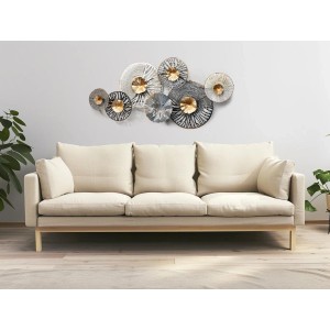 Metall Wandbild ROOTS von Kobolo in Anthrazit, Silber und Gold als moderne Wanddeko.