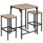Tectake Barset Inverness 3 Teilig Tisch Mit 2 Hockern 120 x 60 x 91 cm Industrial Holz Hell Eiche Sonoma