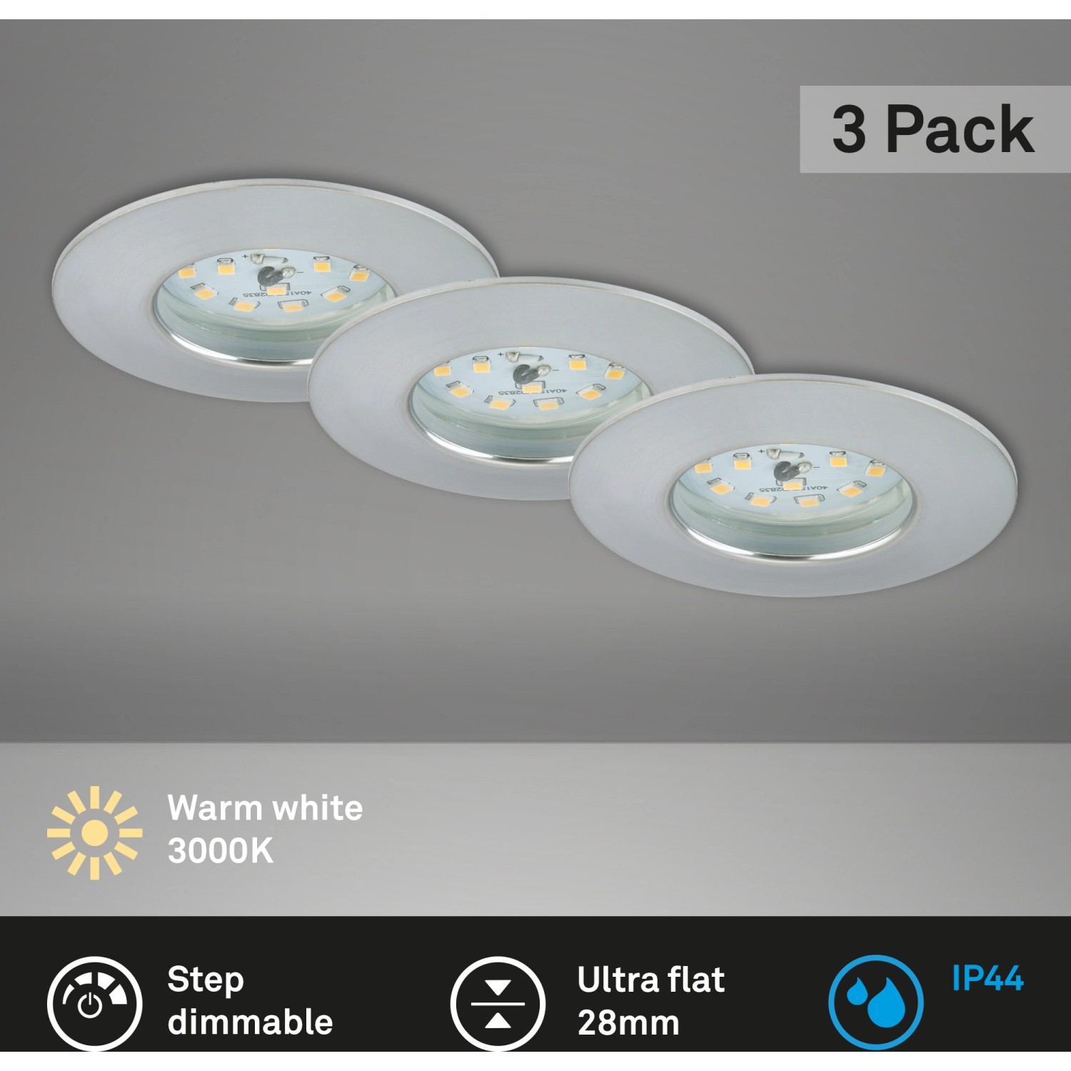 Briloner LED-Einbaustrahler Attach Dim 3er Nickel Matt Ø 7,5 cm günstig online kaufen