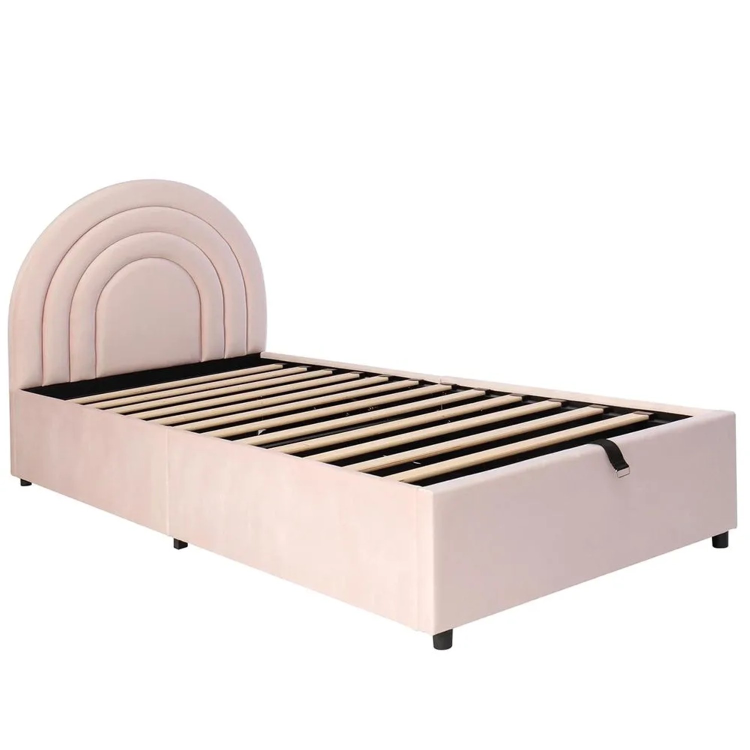 KOMHTOM Polsterbett 90x200 Cm  Kinderbett  Einzelbett Mit Lattenrost Und Kopfteil  Jugendbett  Holzlatten  Rosa