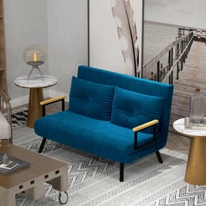 HOMCOM Schlafsofa mit Rückenkissen Stahl Polyester Blau 102L x 73B x 81H cm