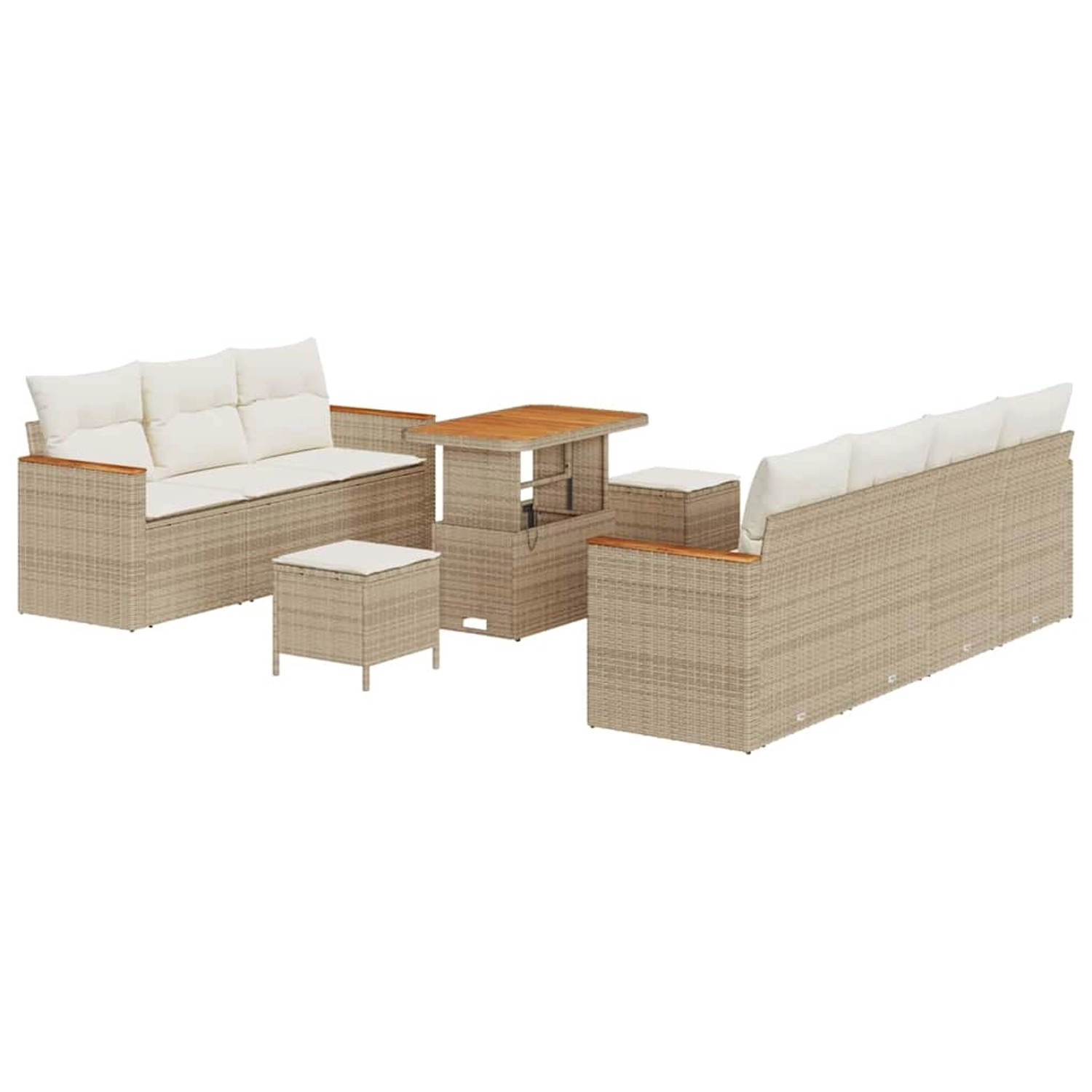 vidaXL Garten-Sofa-Set mit Kissen 10-Tlg Beige Poly Rattan 3363011 günstig online kaufen