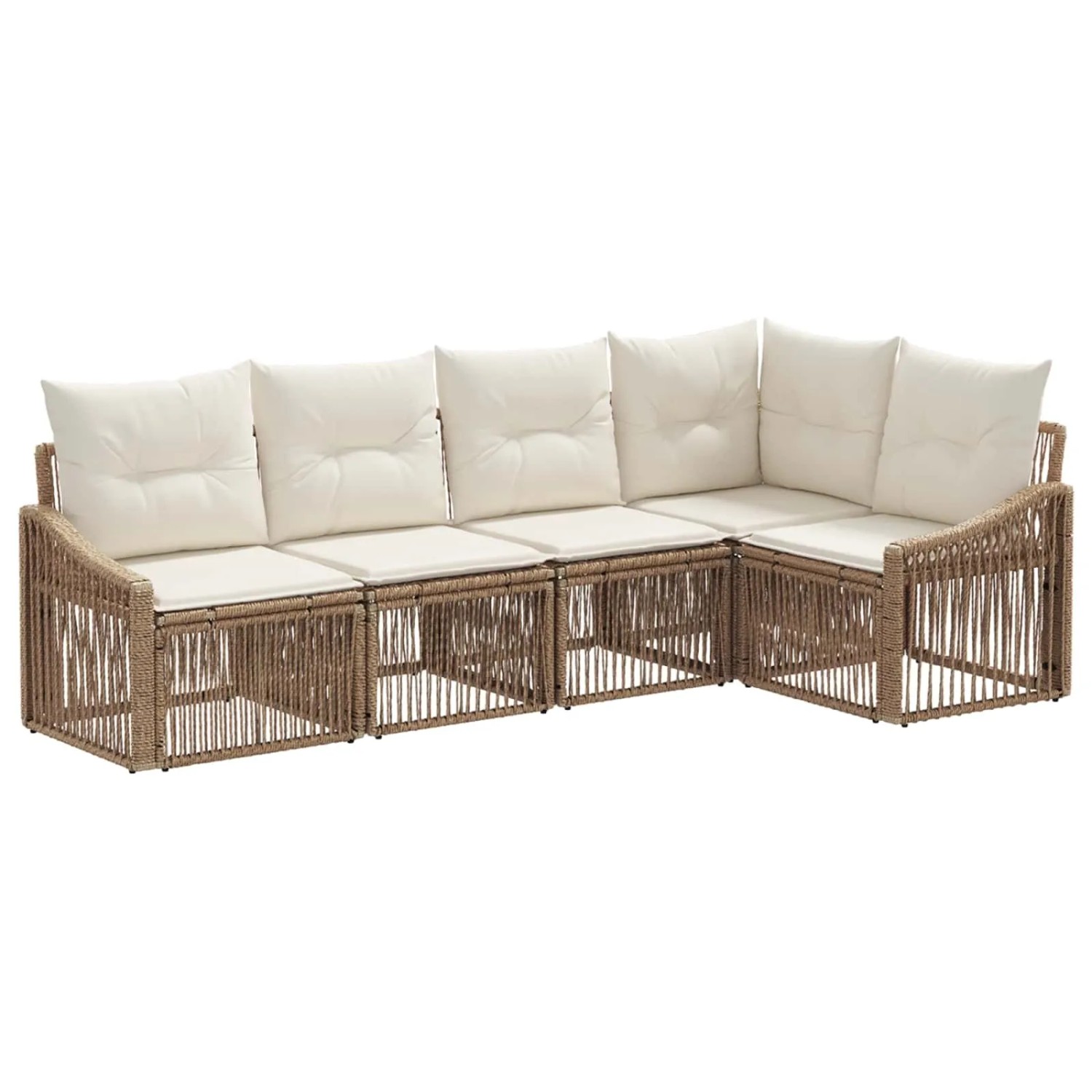 vidaXL Gartensofa-Set 5-Tlg Beige Poly-Rattan 3436005