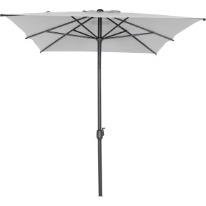 Grauer Siena Garden Marktschirm (200x300 cm) mit Knickfunktion und Kurbel.