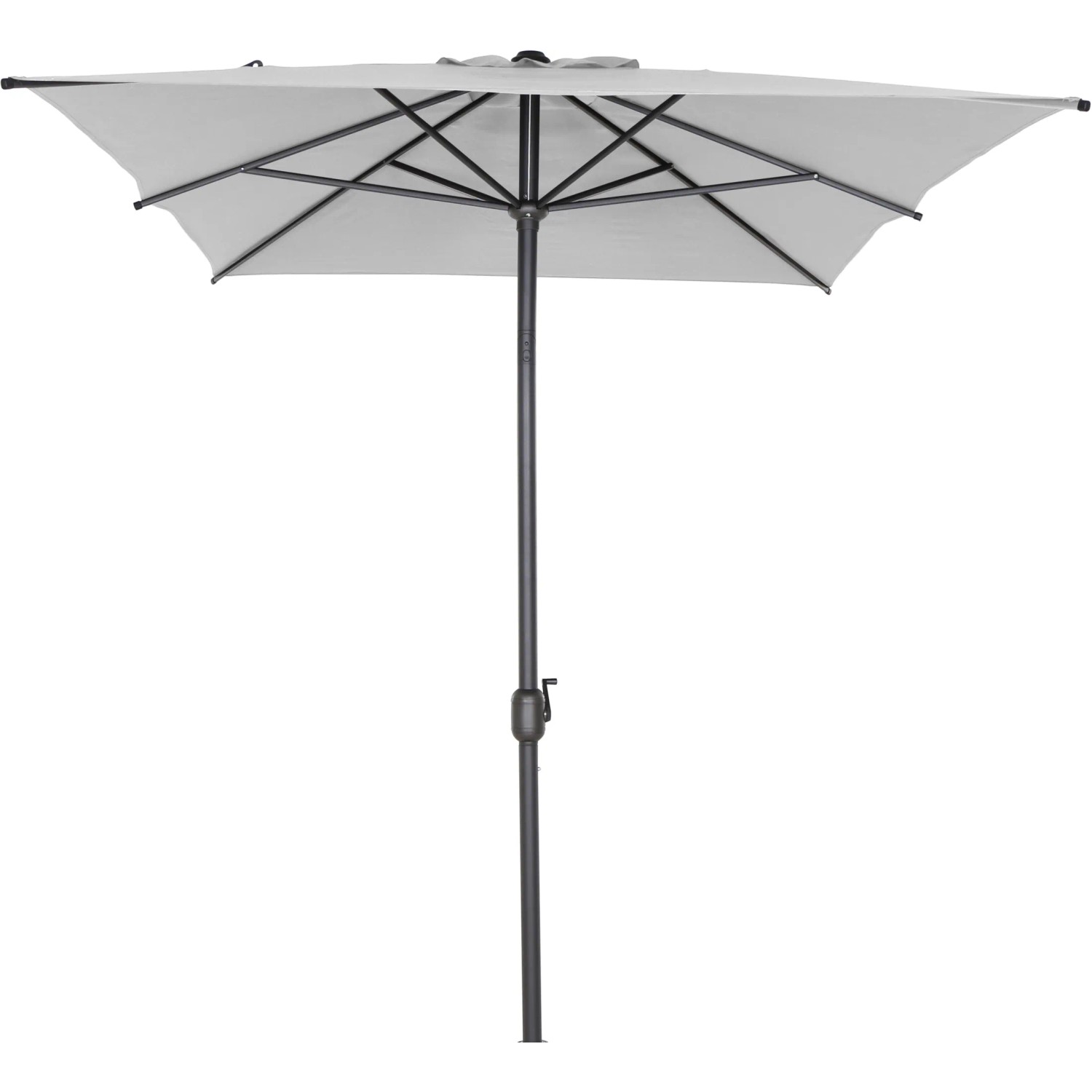 Grauer Siena Garden Marktschirm (200x300 cm) mit Knickfunktion und Kurbel.