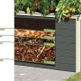Karibu Hochbeet (98x65cm) in Terragrau mit Schichtenaufbau für Bepflanzung.